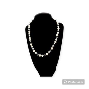 RMN White to silver-toned faux string of pearl necklace!  20 inches long!